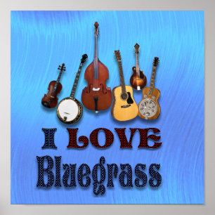 AFFICHE J'AIME BLUEGRASS -POSTER