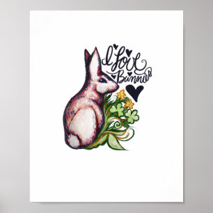 Affiche J'aime Bunnies Fun Bunny Rabbit artwork