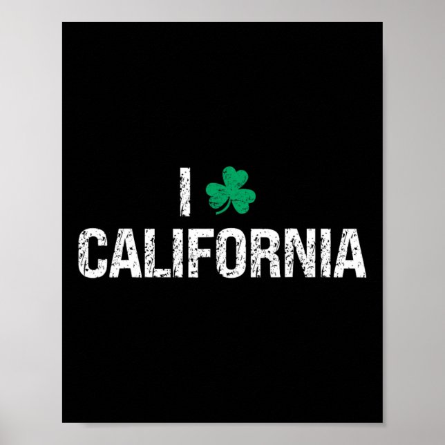 Affiche J'aime California Shamrock Trèfle Saint-Patrick Da (Devant)