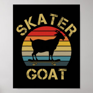 Affiche J'aime Chèvre Skateboard Skateur Chèvre Patinage C