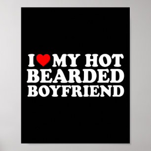 Affiche J'aime cœur chaud petit ami barbu simple mignon am