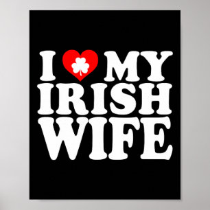 Affiche J'aime cœur ma femme irlandaise jour de la Saint-P