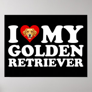 Affiche J'aime (Cœur) Mon Golden Retriever