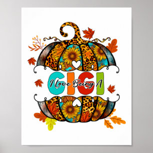 Affiche J'Aime Être Un Gigi Thanksgiving Citrouille Autumn