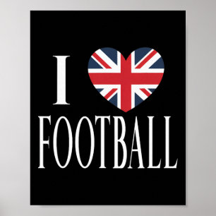 Affiche J'aime Footbyll Drapeau Grande-Bretagne Cœur Footb