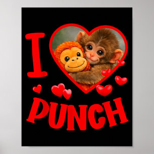 Affiche J'aime frapper mignon bébé singe poing