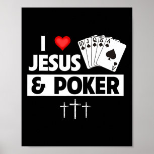 Affiche J'Aime Jésus Et Cartes De Poker Royal Flush Casino