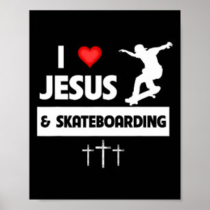 Affiche J'aime Jésus et le skateboard Astuces de skateboar