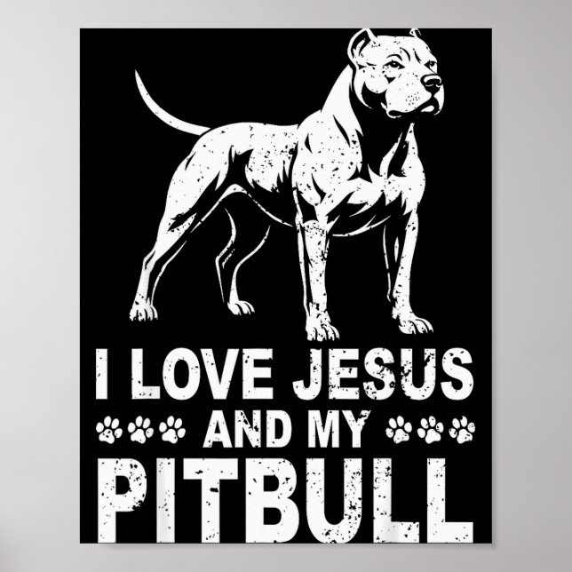 Affiche J'aime Jésus et mon Pitbull  (Devant)