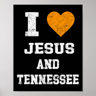 Affiche J'Aime Jésus Et Tennessee Chemise Orange Coeur Mig