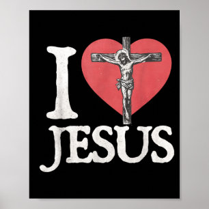 Affiche J'aime Jésus Rétro Chrétien Religieux Pour Hommes