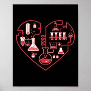 Affiche J'aime la chimie du cœur scientifique pour l'ensei