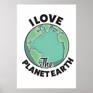 Affiche J'Aime La Planète Terre