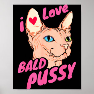 Affiche J'aime le Blague d'humour Adulte Chauve Drôle Chat