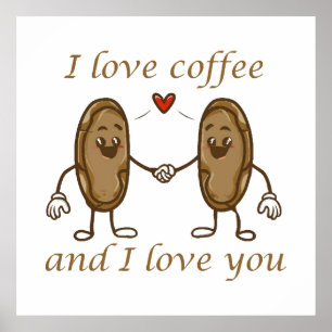 Affiche J'aime le café et je t'aime