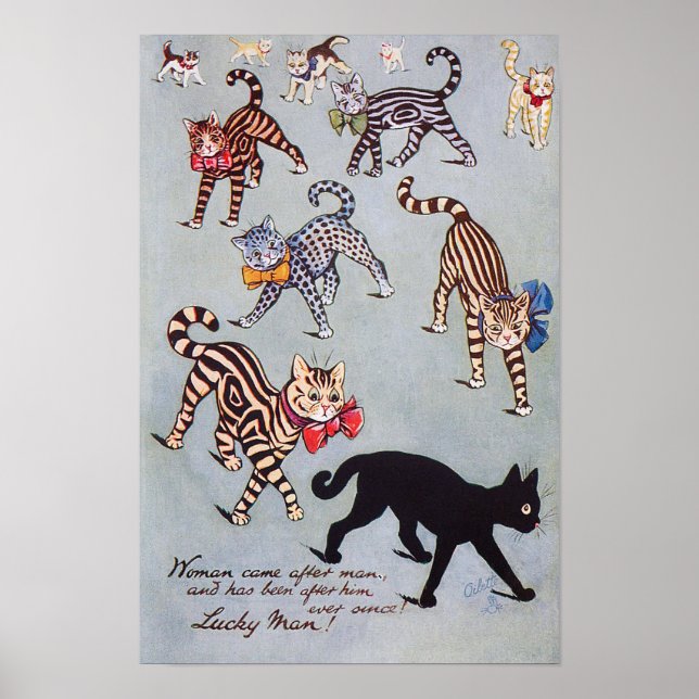 Affiche J'aime le chat noir, Louis Wain (Devant)