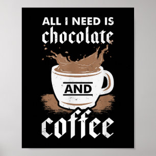 Affiche J'Aime Le Chocolat Et Le Café