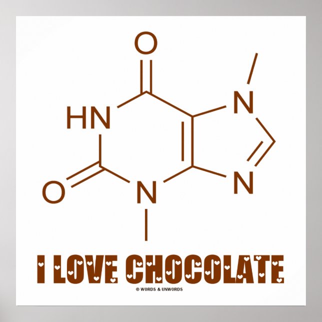 Affiche J'Aime Le Chocolat (Molécule Chimique Théobromine) (Devant)