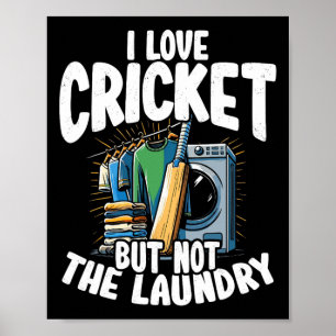 Affiche J'aime le cricket mais pas le design de lessive po