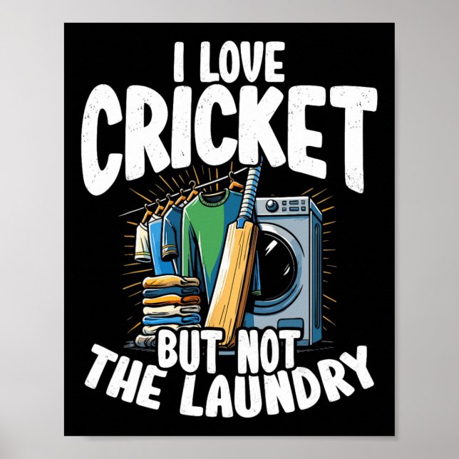 Affiche J'aime le cricket mais pas le design de lessive po (Devant)