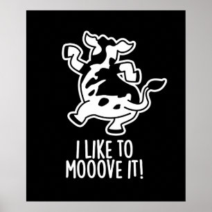 Affiche J'Aime Le Déplacer Funny Cow Pun Dark BG