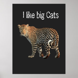 Affiche J'aime le design de gros chats Leopard à la person
