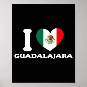 Affiche J'aime le drapeau du cœur de Guadalajara au Mexiqu