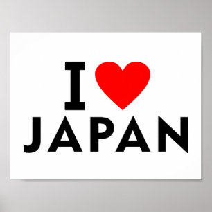 Affiche J'aime le Japon pays comme voyage cardiaque systèm