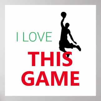 Affiche J'Aime Le Jeu De Basketball