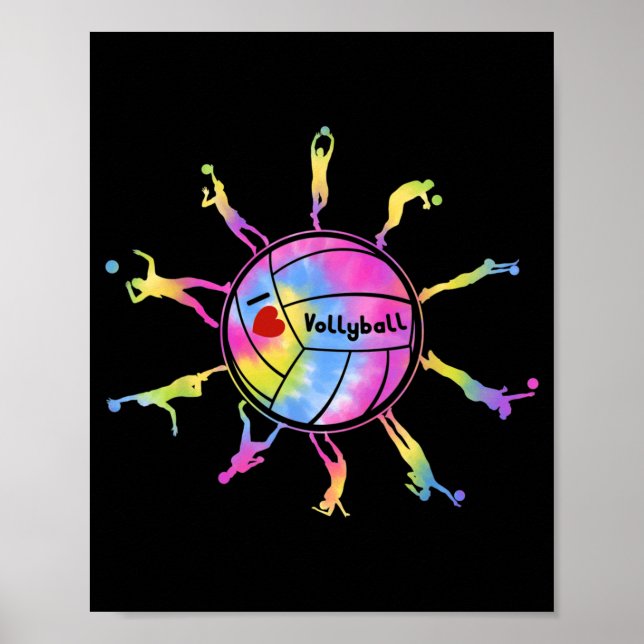 Affiche J'aime le Volleyball Sport Cravate Dey Fans de Vol (Devant)