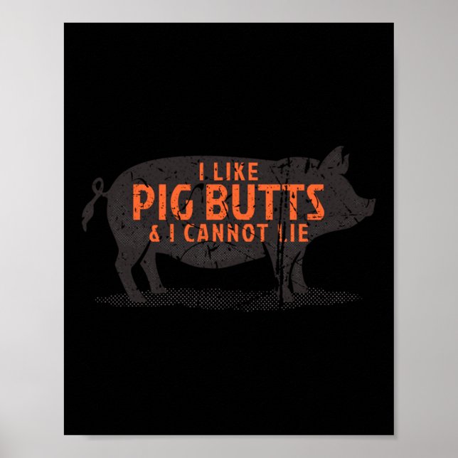Affiche J'Aime Les Boutons De Cochon &amp; Je Ne Peux Pas  (Devant)