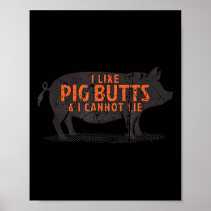 Affiche J'Aime Les Boutons De Cochon &amp; Je Ne Peux Pas 