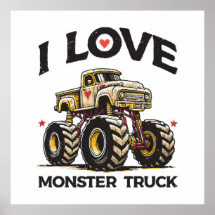 Affiche J'aime les camions monstres