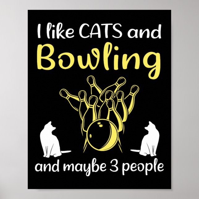 Affiche J'Aime Les Chats Et Le Bowling Et Peut-Être 3 Pers (Devant)