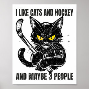 Affiche J'aime les chats et le hockey et peut-être 3 perso