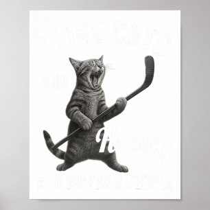 Affiche J'Aime Les Chats Et Le Hockey Peut-être 3 Personne