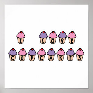 Affiche J'Aime Les Cupcakes