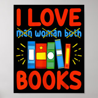 Affiche J'aime les livres drôle Aroace cadeau d'amateur de