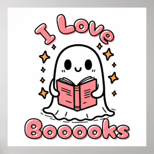 Affiche j'aime les livres fantôme halloween