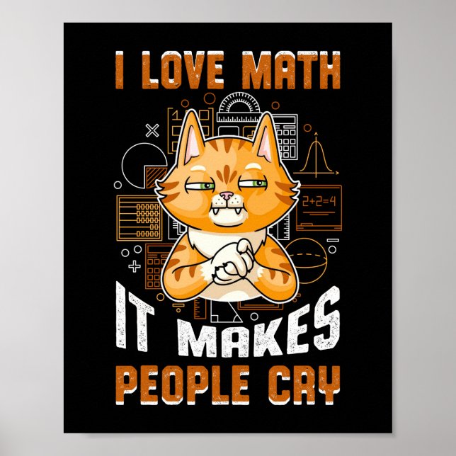 Affiche J'Aime Les Maths Ça Fait Les Gens Pleurer Chat, En (Devant)