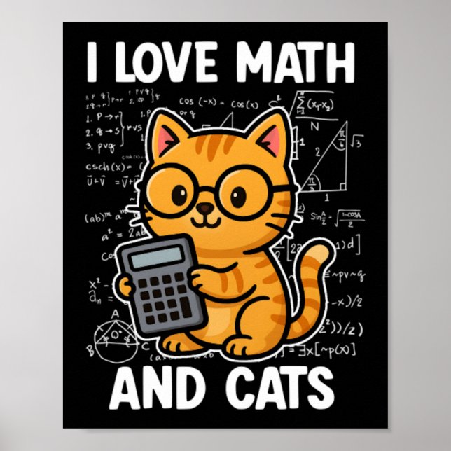 Affiche J'aime les maths et les chats (Devant)