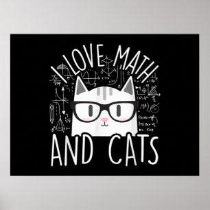 Affiche J'Aime Les Maths Et Les Chats Cute Kitty Chat