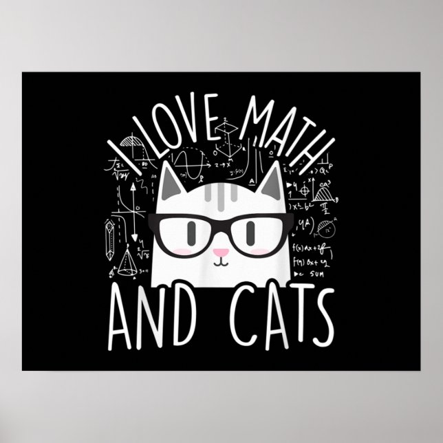 Affiche J'Aime Les Maths Et Les Chats Cute Kitty Chat (Devant)