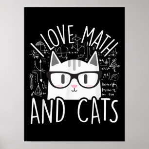 Affiche J'Aime Les Maths Et Les Chats Cute Kitty Chat