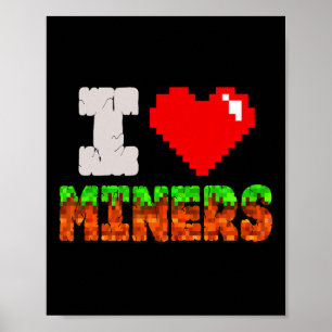 Affiche J'aime les mineurs drôle coeur vidéo gamer mème pi