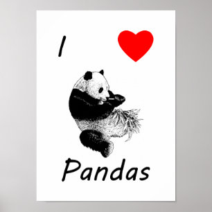 Affiche J'aime les pandas