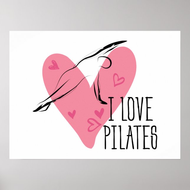 Affiche J'AIME LES PILATES et les pots de Pilates (Devant)