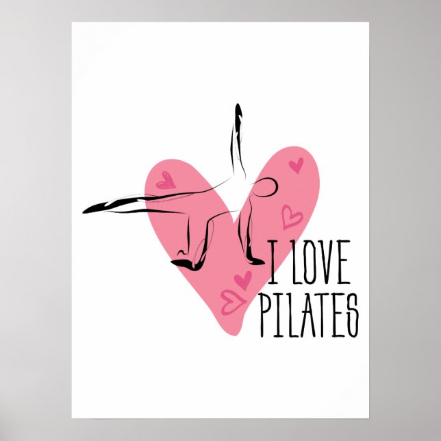 Affiche J'AIME LES PILATES et les pots de Pilates (Devant)