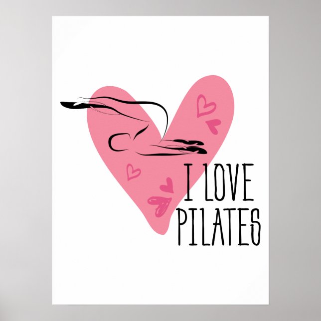 Affiche J'AIME LES PILATES et les pots de Pilates (Devant)