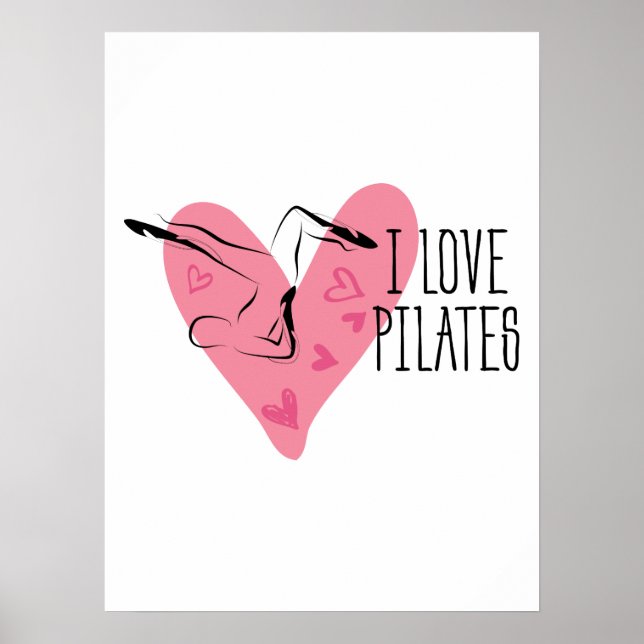 Affiche J'AIME LES PILATES et les pots de Pilates (Devant)